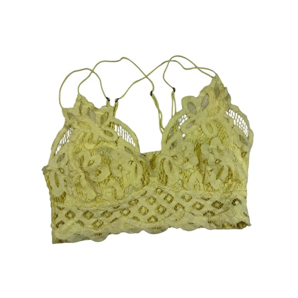 Free People FP One Adella Lace Bralette Yellow Women's Medium Crochet - Picture 1 of 5